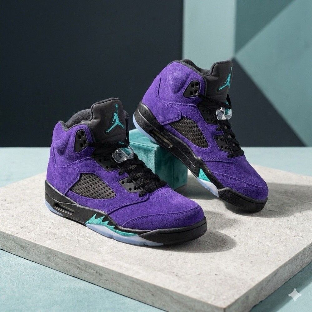 Nike Air Jordan 5 V Retro Alternate Grape Purple Teal Suede Size 13 136027-500
